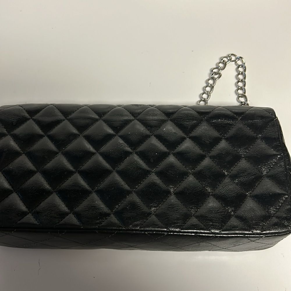 AUTHENTIC CHANEL CLASSIC BLACK LAMBSKIN SINGLE SILVER CHAIN FLAP BAG - Picture 10 of 13